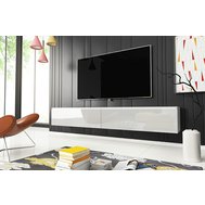 Minimalistický TV stolík Lowboard D 180 cm - biely / biely lesk