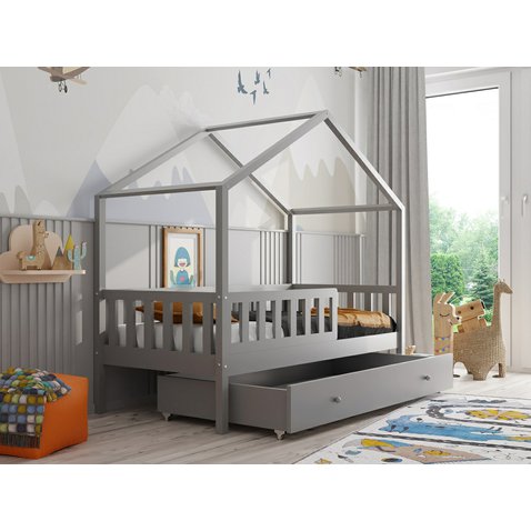 Domčeková posteľ Emily 3 s úložným priestorom – 90 x 200 cm – sivá 01