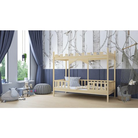 Detská posteľ v tvare zámku Dragon 2 - 90 x 200 cm - prírodná borovica 01