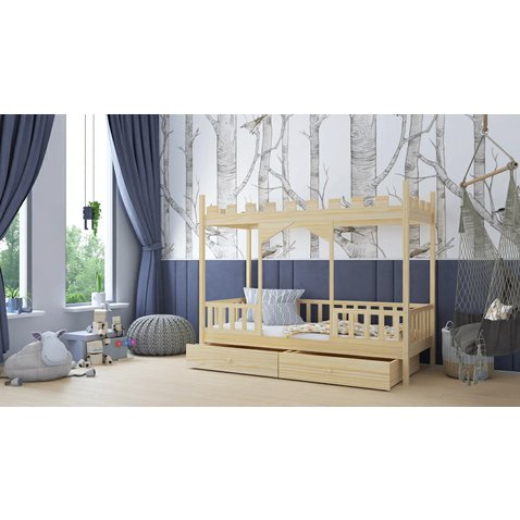 Detská posteľ zámok Dragon 4 - 90 x 200 cm - prírodná borovica 01