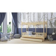 Masívna detská posteľ Dragon 3 s úložným priestorom - 80 x 160 cm - prírodná borovica