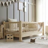 Masívna detská posteľ Basic Alto so zábranou - 90 x 190 / prírodná