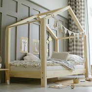 Masívna jednolôžková posteľ Housebed klasik - 90 x 200 cm / prírodná