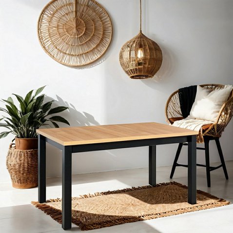 Moderný rozkladací jedálenský stôl Modena 1 – dub grandson/čierna 01