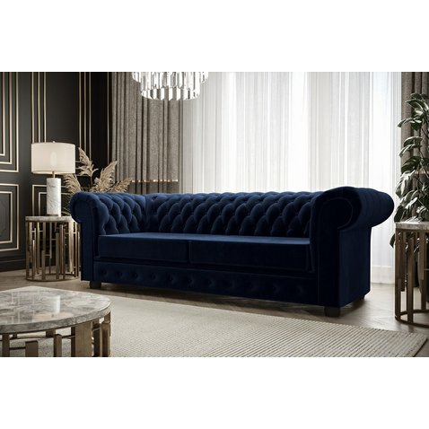 Štýlová trojmiestna pohovka Chesterfield - tmavomodrá navy 01
