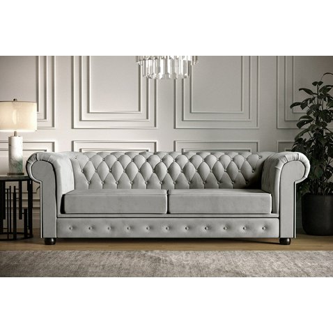 Elegantná dvojmiestna pohovka Chesterfield - svetlo šedá 01