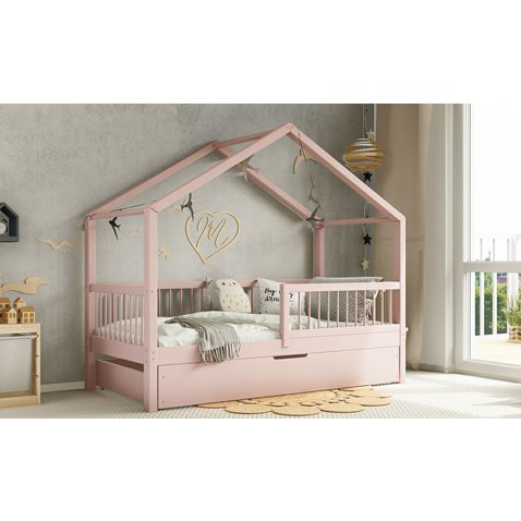 Domčeková posteľ Musa bis + úložný priestor - 90 x 200 / ružová 01