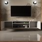 Frézovaný závesný TV stolík NOE 200 cm - biely matný/dub catania 02