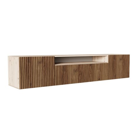 Frézovaný TV stolík závesný NOE 200 cm - dub artisan/dub catania 01
