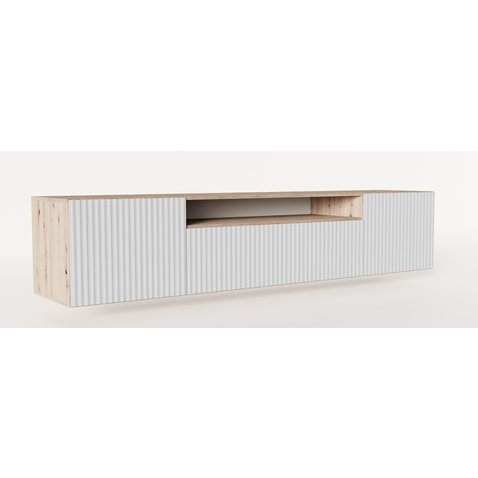 Moderný závesný TV stolík NOE 200 cm - dub artisan/biely matný 01