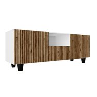 Frézovaný televízny stolík NOE 140 cm - biely mat/dub catania