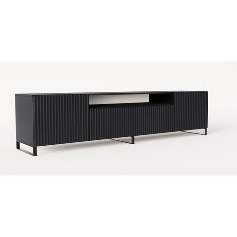 TV stolík s frézovanými dvierkami NOE 200 cm - čierny matný 01