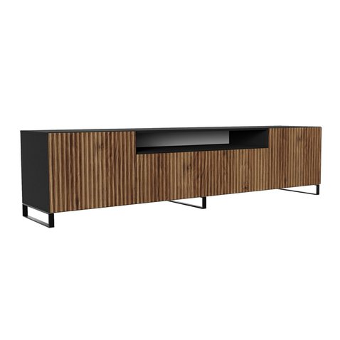 Dlouhý TV stolík s frézovaním NOE 200 cm - čierny matný/dub catania 01