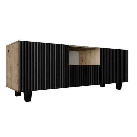 NOE frézovaný TV stolík 140 cm - dub artisan/čierny mat 01