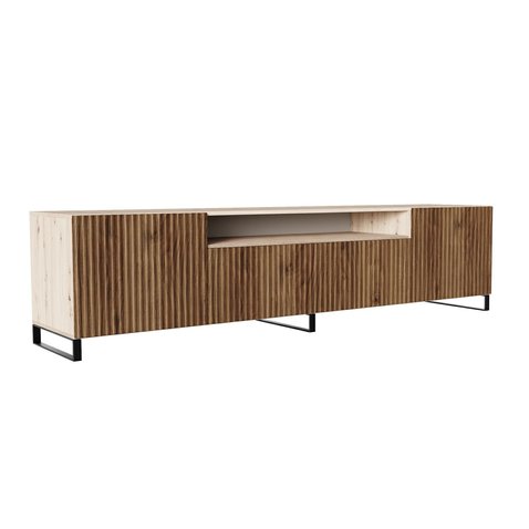 Frézovaný TV stolek na nohách NOE 200 cm - dub artisan/dub catania 01