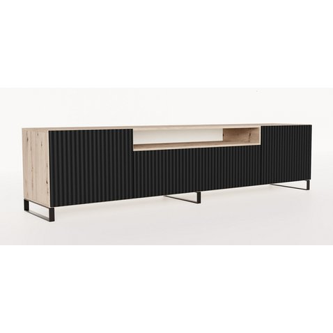 NOE frézovaný TV stolík 200 cm - dub artisan/čierny mat 01