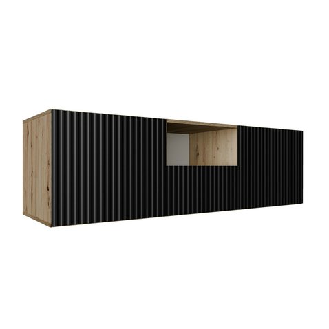 NOE frézovaný závesný TV stolík 140 cm - dub artisan/čierny mat 01
