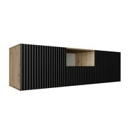NOE frézovaný závesný TV stolík 140 cm - dub artisan/čierny mat