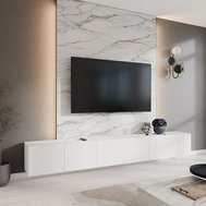 Závesný TV stolík s frézovaním NOE 300 cm - biely mat