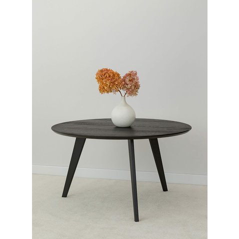 Orbetello 90 cm okrúhly konferenčný stolík z dubového dreva – tmavočierny 02