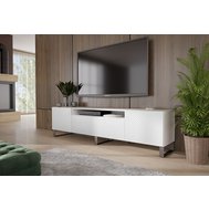 Dizajnový TV stolík s frézovanými dvierkami Cleo 200 cm - biela