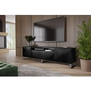 Dizajnový TV stolík s frézovanými dvierkami Cleo 200 cm - čierna