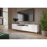 TV stolík s úložným priestorom Mell 180 cm - biela/zlatá