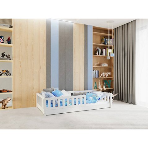 Nízka detská postieľka Lilly Plus 1 s odnímateľnou zábranou - 90 x 180 cm - biela 01