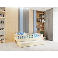 Masívna posteľ Lilly Plus 5 s prístelkou / odnímateľná zábrana - 80 x 160 cm - prírodná 01