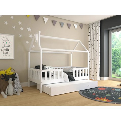 Detská posteľ domček Alfie 5 s prístelkou - 120 x 200 - biela 01