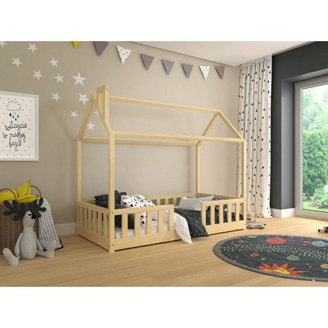 Detská posteľ domček Alfie 1 - 80 x 160 - prírodná borovica 01