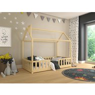 Detská posteľ domček Alfie 1 - 120 x 200 - prírodná borovica