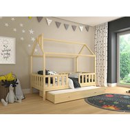 Detská posteľ domček Alfie 5 s prístelkou - 120 x 200 - prírodná borovica