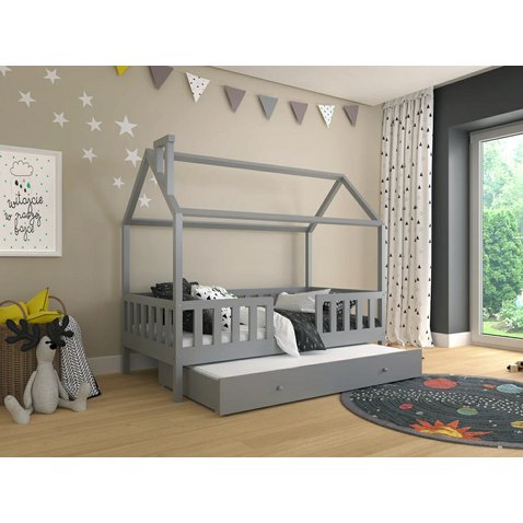 Domčeková posteľ s prístelkou Alfie 5 - 90 x 200 - sivá 01