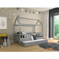 Domčeková posteľ s prístelkou Alfie 5 - 90 x 200 - sivá