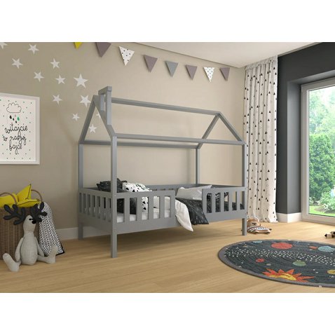 Detská posteľ domček Alfie - 120 x 200 - sivá 01