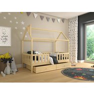 Detská posteľ domček Alfie 4 - 80 x 160 - prírodná borovica