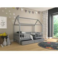 Detská posteľ domček z masívu Alfie 4 - 120 x 200 - sivá
