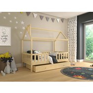Detská posteľ domček z masívu Alfie 3 - 80 x 160 - prírodná borovica