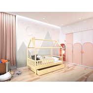 Masívna domčeková posteľ Alfie PLUS 3 so snímateľnou zábranou - 80 x 160 cm