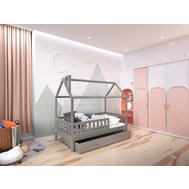 Masívna domčeková posteľ Alfie PLUS 3 so snímateľnou zábranou - 120 x 200 cm