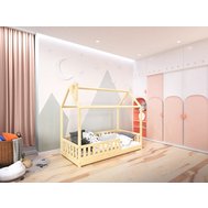 Domčeková posteľ Alfie PLUS 1 so snímateľnou zábranou - 80 x 160 - prírodná borovica 01