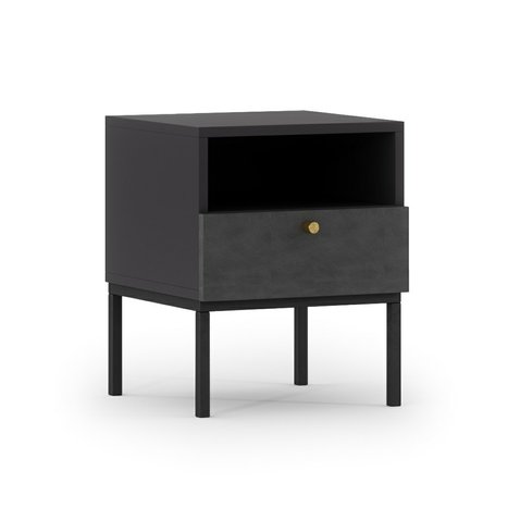 Moderný nočný stolík Lanzzi - čierna / zlatá 01