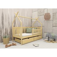 Drevená Teepee posteľ s úložným priestorom Simba 80 x 190 cm - prírodná
