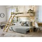 Drevená vyvýšená posteľ s pohovkou Sofino 1 - 90x200 cm - prírodná borovica - 02
