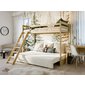 Drevená vyvýšená posteľ s pohovkou Sofino 2 - 90x200 cm - prírodná borovica - 02