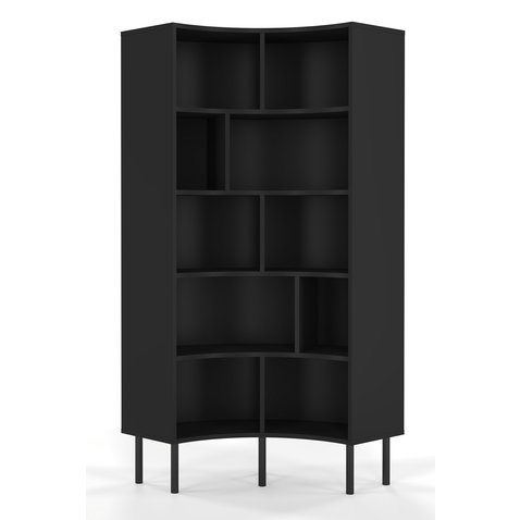Skandica Horn rohový regál, 80 cm, čierna - na bielom pozadí