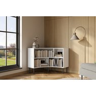 Nízka rohová knihovna Skandica Horn 100 cm – biela, pohľad spredu