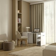 Písací stôl Smart , biely mat – kompaktný a výsuvný 01