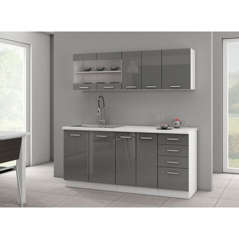 Moderná kuchyňa Sonia 180 cm - biela / sivý lesk 01